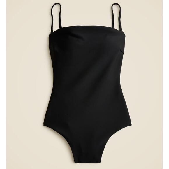 J.Crew Classic Sculp Gemma Bandeau One Piece Swimsuit Sz 4 Black Removable Strap - Picture 3 of 7